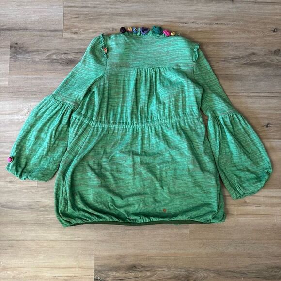 Nuvula Size XS Tie Waist Cardigan Green Floral Crochet Art To Wear Twee Boho - Picture 6 of 9